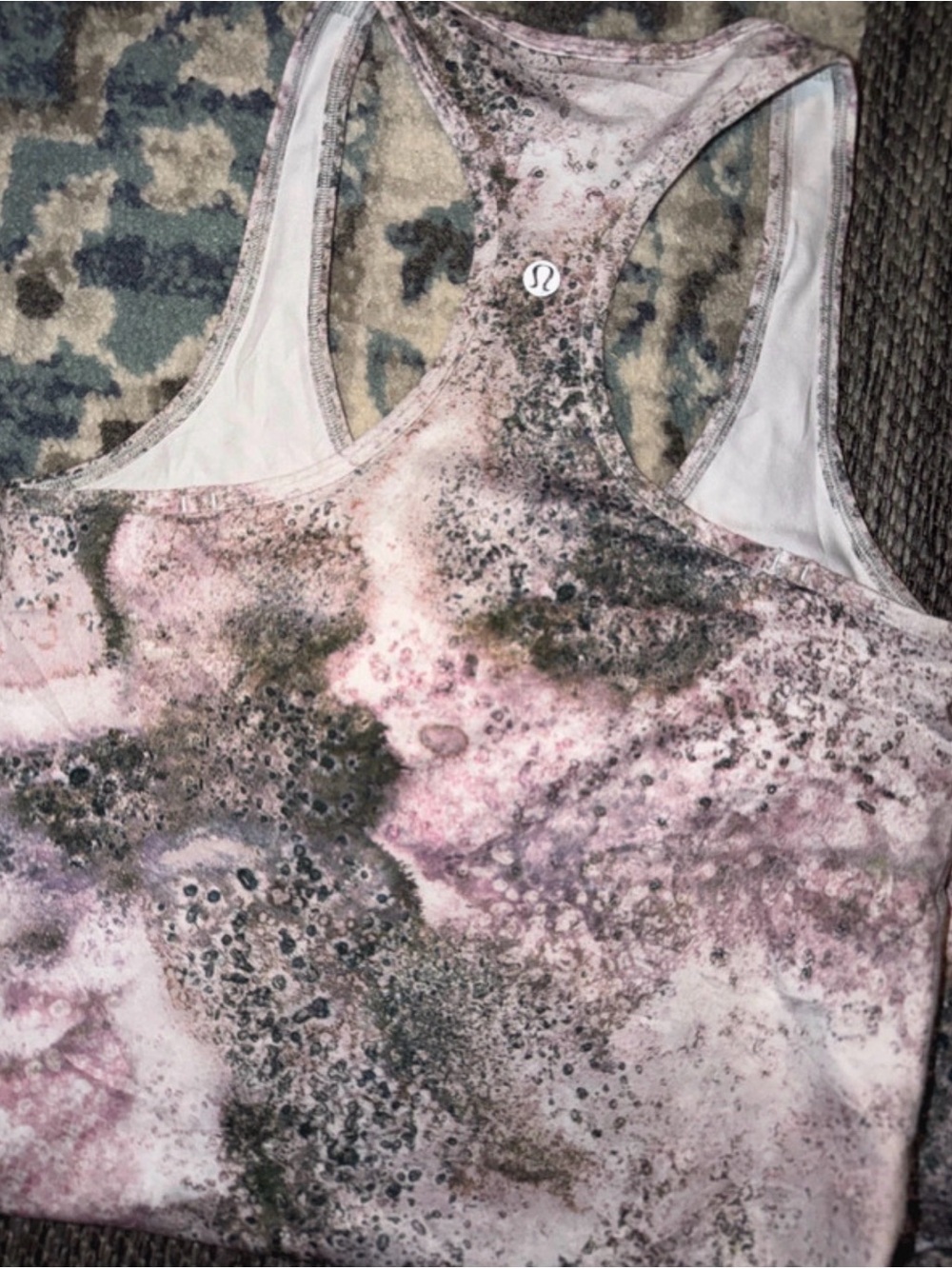 lululemon athletica Pink and Gray Marble Racerback Tank